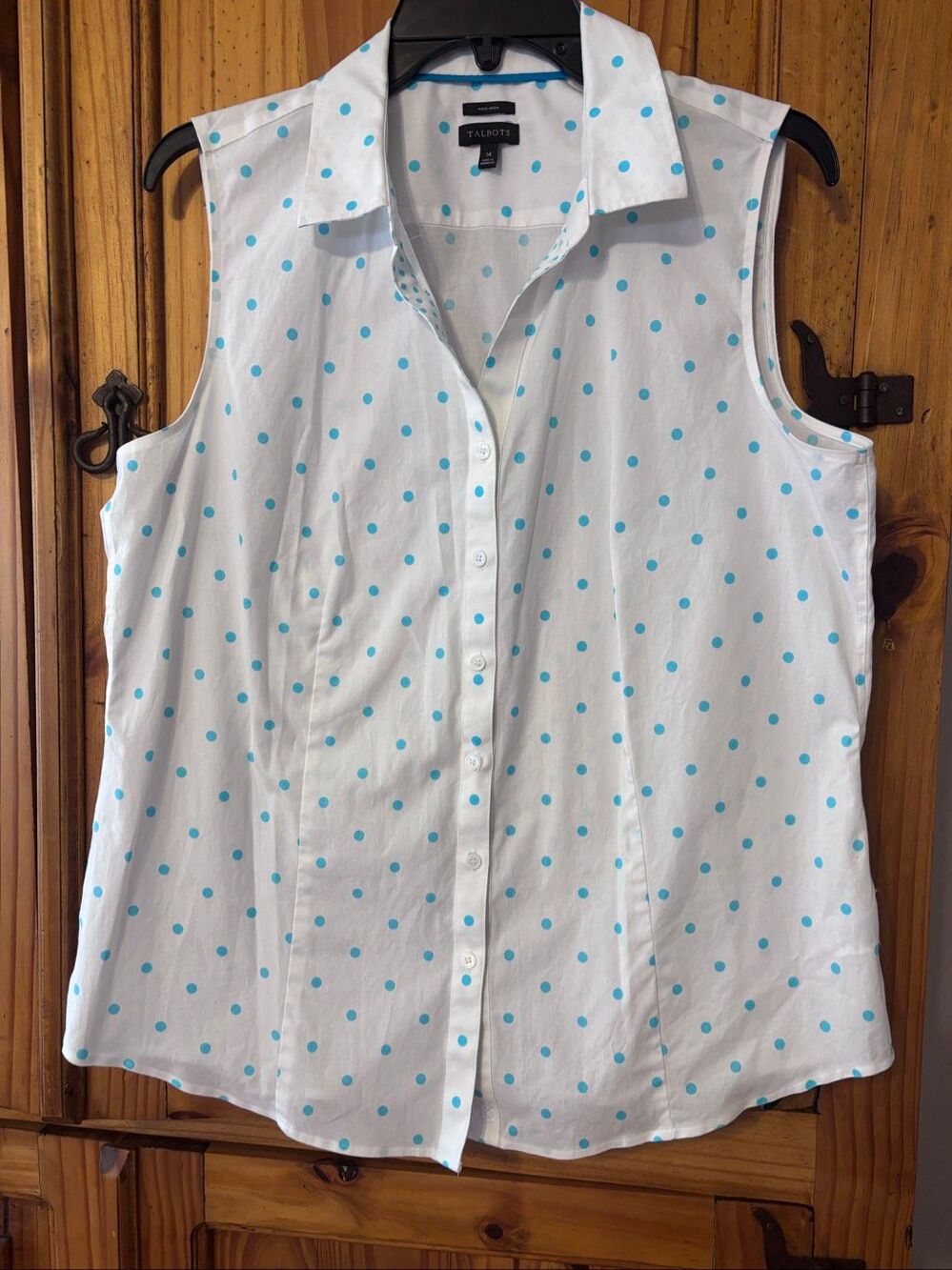 Talbots Cotton and Spandex Polka Dot Blouse